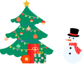 Christmas tree and snowman