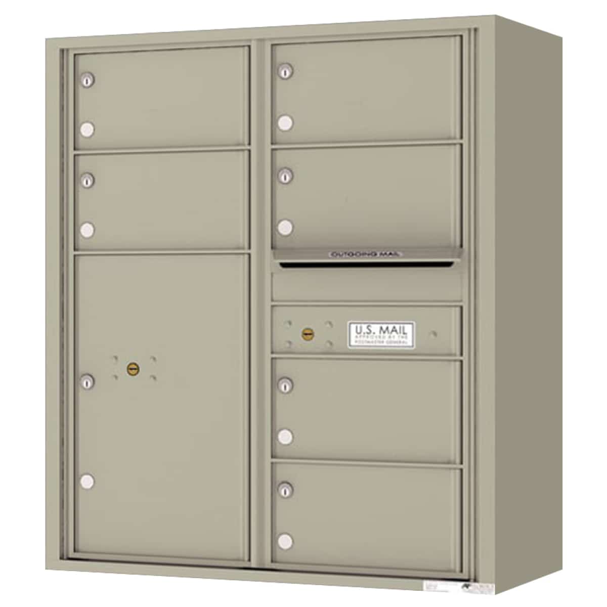 Surface Mount 4C Horizontal Mailbox – 6 Doors, 1 Parcel Locker – 4C10D-06-SM Product Image
