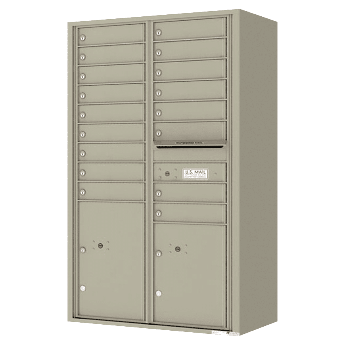 Surface Mount 4C Horizontal Mailbox – 17 Doors 2 Parcel Lockers – Front Loading – 4C15D-17-SM Product Image