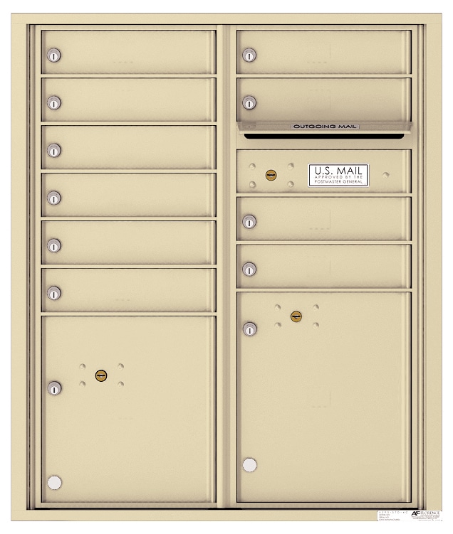 Recessed 4C Horizontal Mailbox – 10 Doors 2 Parcel Lockers – Front Loading – 4CADD-10-CK25750 – Private Delivery Product Image