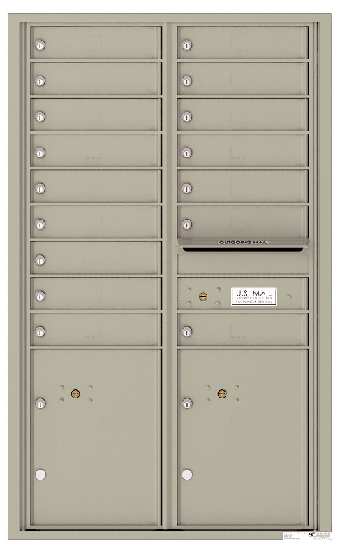 Recessed 4C Horizontal Mailbox – 16 Doors 2 Parcel Lockers – Front Loading – 4C14D-16 – USPS Approved Product Image