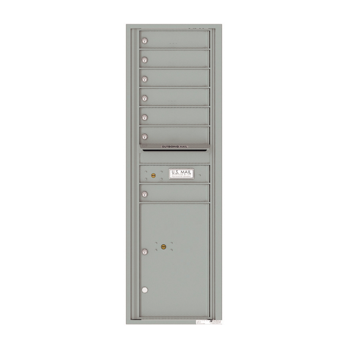 Recessed 4C Horizontal Mailbox – 7 Doors 1 Parcel Locker – Front Loading – 4C15S-07 – USPS Approved Product Image
