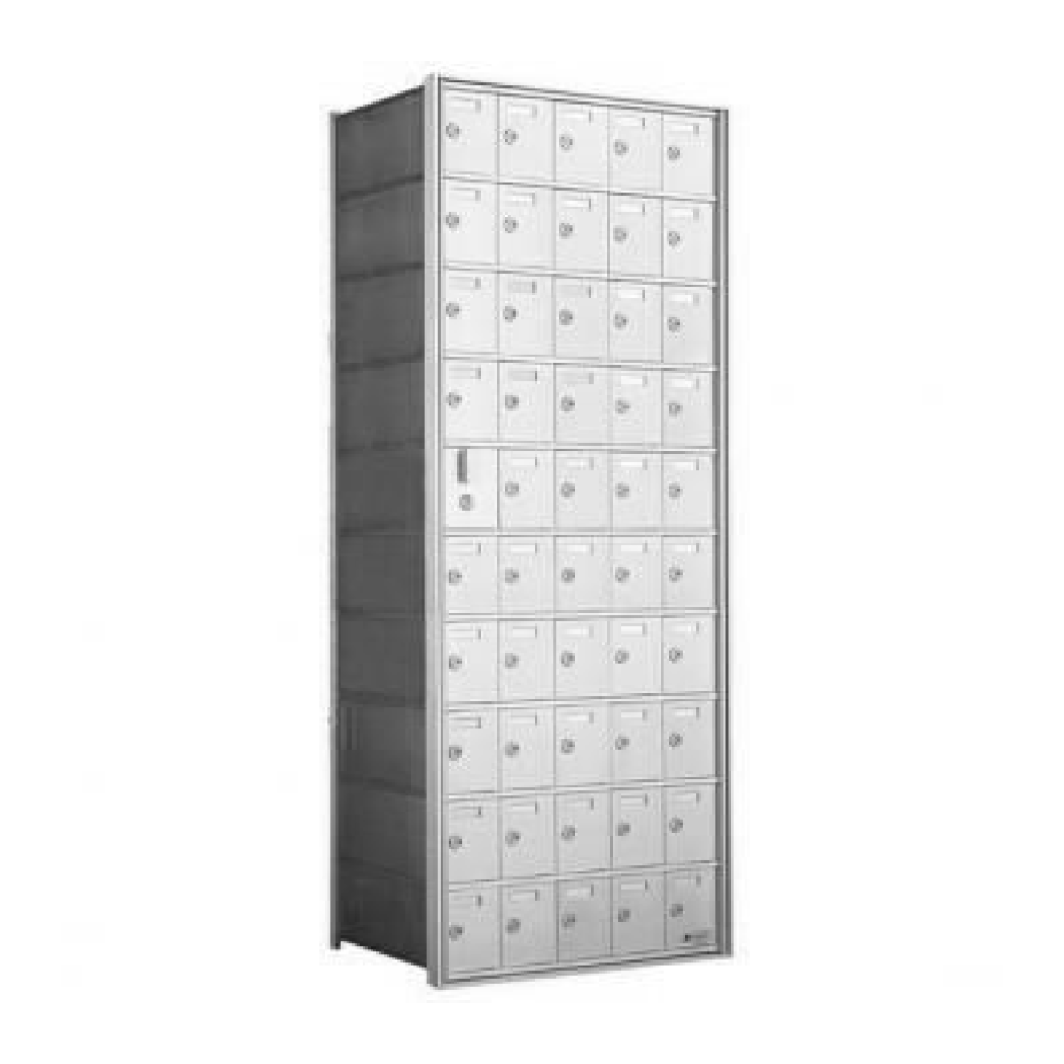 10 Doors High x 5 Doors (49 Tenants) 1600 Series Front-Load Private Distribution Cluster Mailbox in Anodized Aluminum Finish Product Image