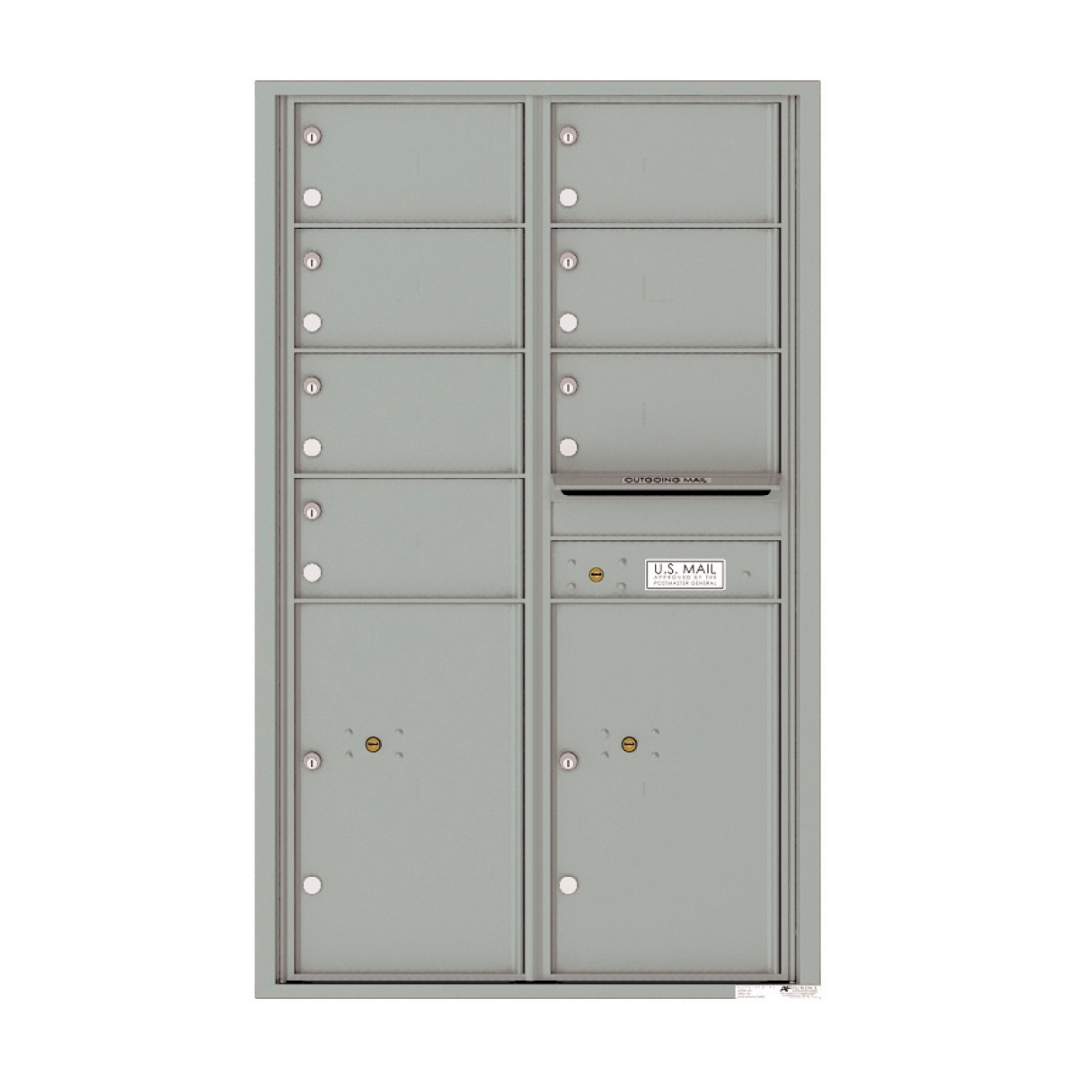 Recessed 4C Horizontal Mailbox – 7 Doors 2 Parcel Lockers – Front Loading – 4C14D-07 – USPS Approved Product Image