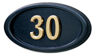 Gaines Small Oval Black Brass Numbers