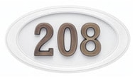 Gaines Small Oval White Bronze Numbers