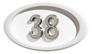 Gaines Small Oval White Nickel Numbers