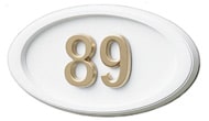 Gaines Small Oval White Brass Numbers