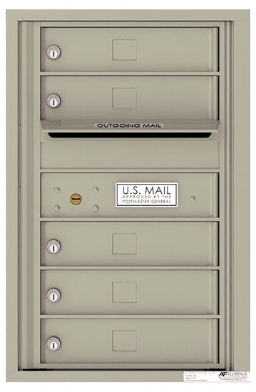 Surface Mount 4C Horizontal Mailbox – 5 Doors – Front Loading – 4C07S-05-4CSM07S – USPS Approved Product Image