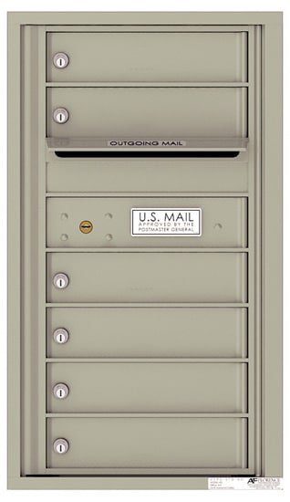 Surface Mount 4C Horizontal Mailbox – 6 Doors – Front Loading – 4C08S-06-4CSM08S – USPS Approved Product Image
