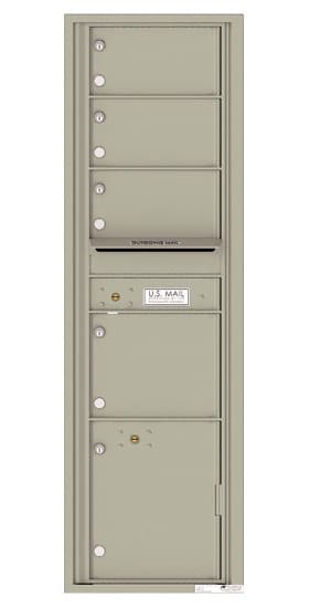 Recessed 4C Horizontal Mailbox – 4 Doors 1 Parcel Locker – Front Loading – 4C16S-04 – USPS Approved Product Image
