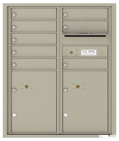 Surface Mount 4C Horizontal Mailbox – 8 Doors, 2 Parcel Lockers – 4CADD-08-4CSM10D – USPS Approved Product Image