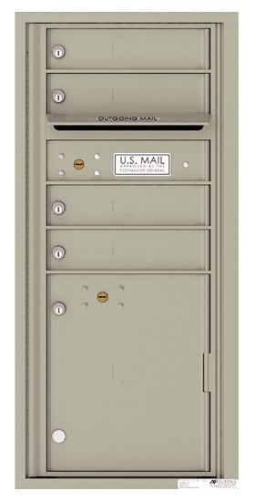 Recessed 4C Horizontal Mailbox – 4 Doors 1 Parcel Locker – Front Loading – 4CADS-04 – USPS Approved Product Image