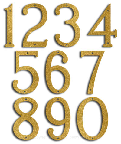 Medium Gold House Numbers Majestic 8