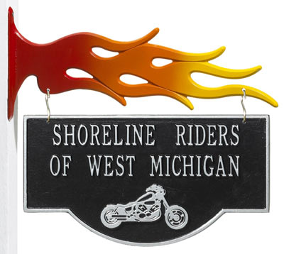 Whitehall Motorcycle 2-Sided Two Line Hanging Hobby Plaque With Bracket Product Image