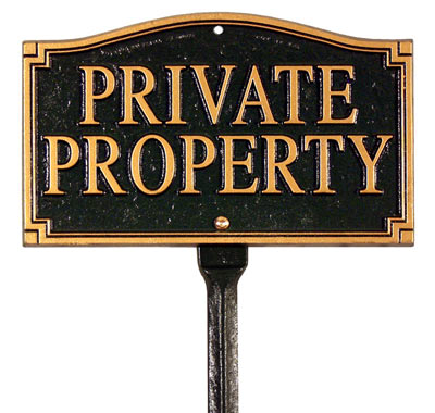 Black/Silver 10 x 6 Whitehall Products 10581 Statement Marker-Wall/Lawn Private Property Plaque 