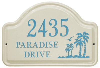 Whitehall Palm Arch Ceramic Address Plaque