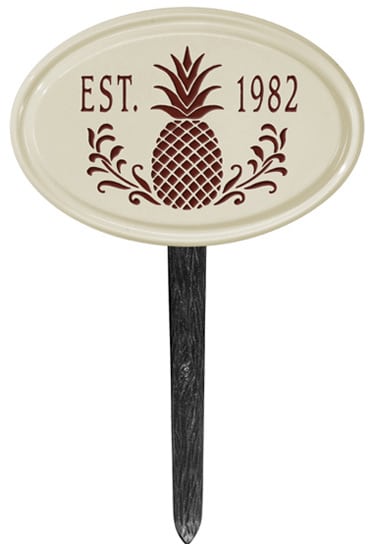 Pineapple Petite Oval Ceramic Lawn Marker