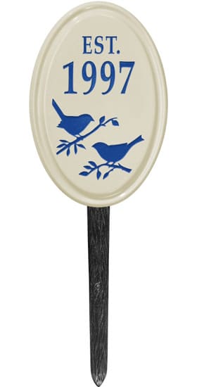 Bird Silhouette Vertical Oval Ceramic Lawn
