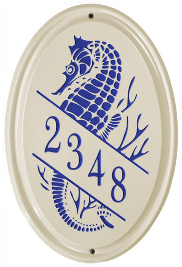 Whitehall Seahorse Vertical Oval Ceramic Plaque