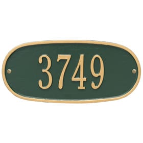 Whitehall Oval Address Plaque Green Gold