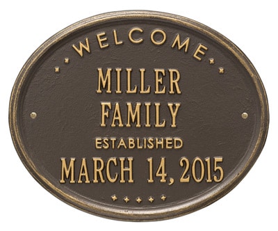 Whitehall Welcome Oval Family Established Plaque