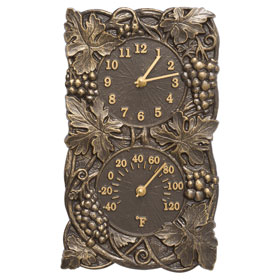 Whitehall Grapevine Clock Thermometer French Bronze