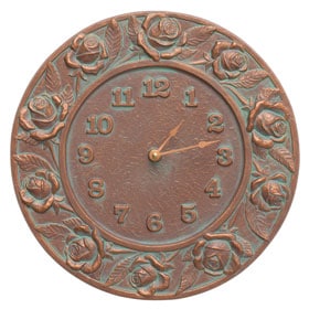 Whitehall Rose Clock Copper Verdigris