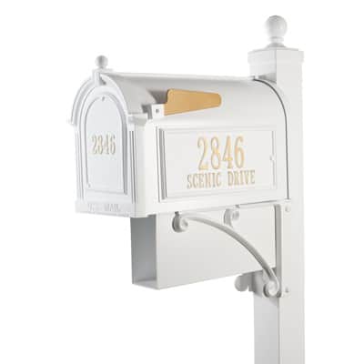 Whitehall Estate Mailbox Package White Gold