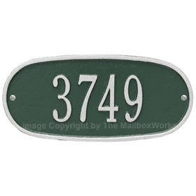 Whitehall Oval Address Plaque Green Silver
