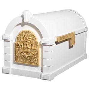 Eagle Keystone Mailbox White Polished Brass
