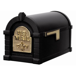 Fleur Keystone Mailbox Black Polished Brass