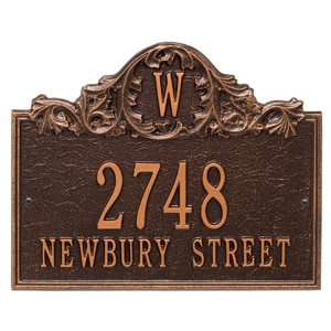 Whitehall Acanthus Monogram Address Plaque Sign 17 Color Choices Rust Free 2 Mts 