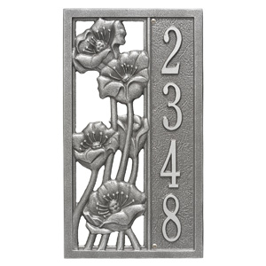 Whitehall Flowering Poppies Plaque Pewter Silver