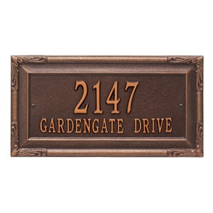 Whitehall Gardengate Address Plaque Antique Copper