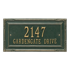 Whitehall Gardengate Address Plaque Green Gold