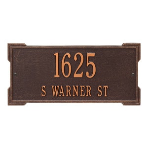 Whitehall Roanoke Address Plaque Antique Copper