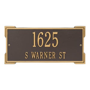 Whitehall Roanoke Address Plaque Bronze Gold
