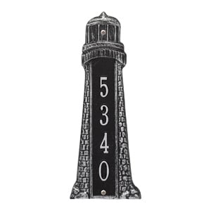 Whitehall Lighthouse Vertical Plaque Black Silver