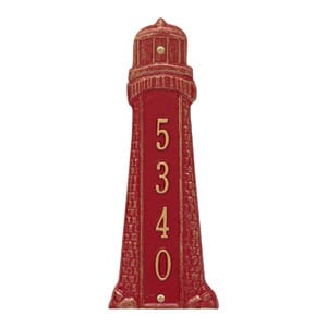Whitehall Lighthouse Vertical Plaque Red Gold