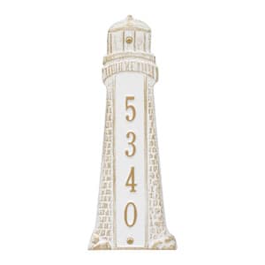 Whitehall Lighthouse Vertical Plaque White Gold