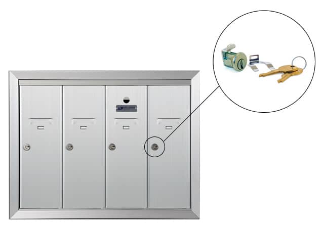 Florence 1250 Series Vertical Mailbox Replacement Tenant Door Lock Part Example