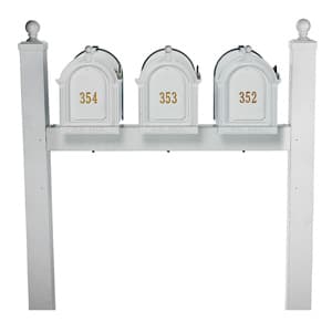 Whitehall Mailboxes Triple Mount Post White