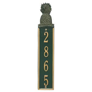 Pineapple Welcome Vertical Plaque Green Gold