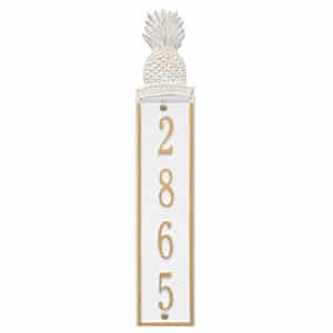 Pineapple Welcome Vertical Plaque White Gold