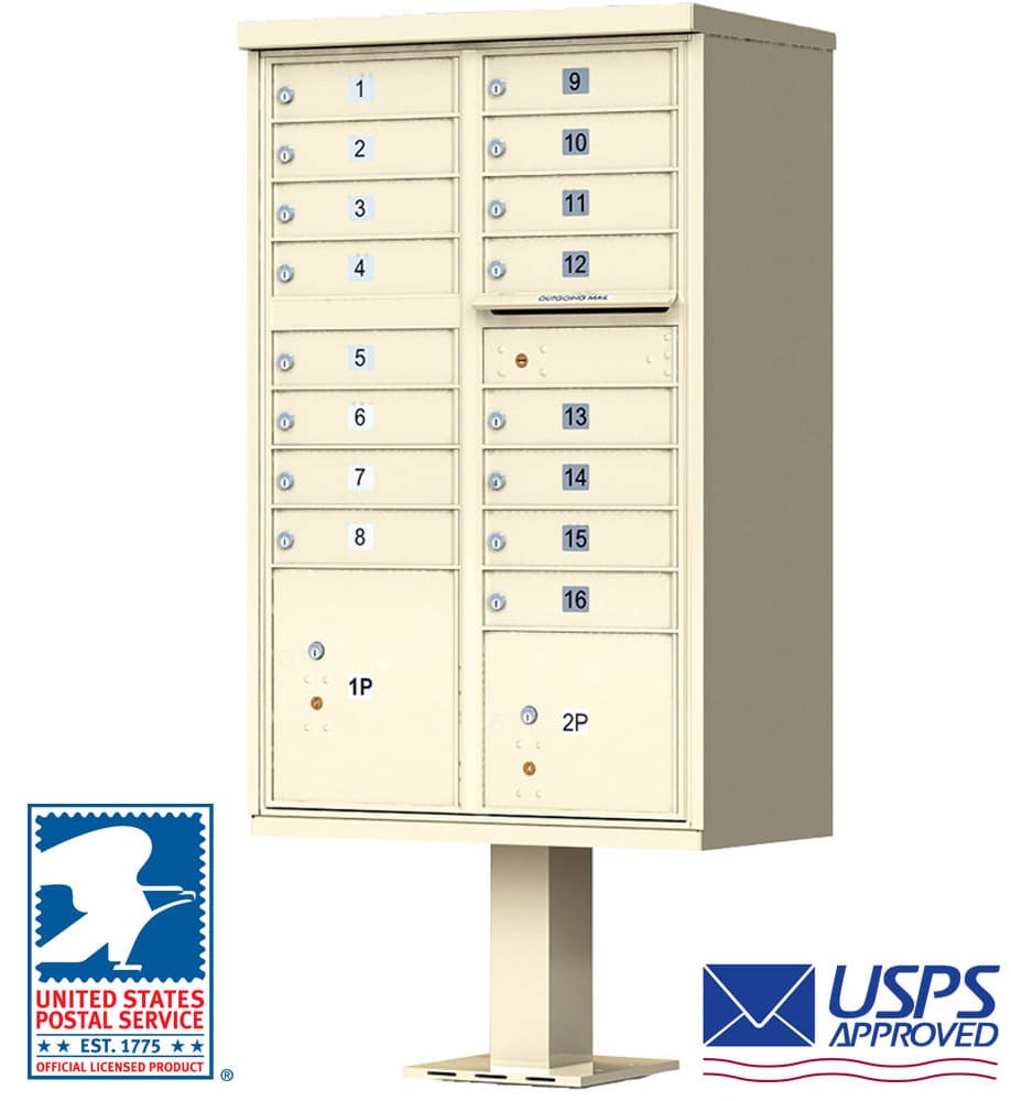 16 Tenant Door CBU Mailbox - USPS Approved (Includes Pedestal) Featured Image