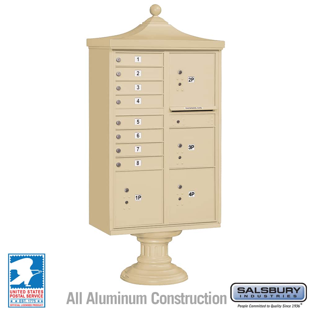 Salsbury Regency Decorative Cluster Box Unit with 8 Doors and 4 Parcel Lockers with USPS Access–Type VI Product Image