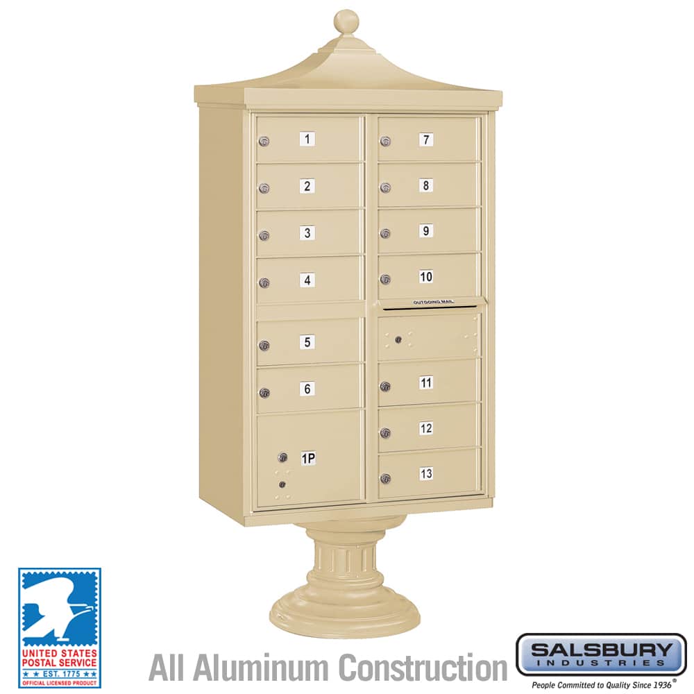 Salsbury Regency Decorative Cluster Box Unit with 13 Doors and 1 Parcel Locker with USPS Access – Type IV Product Image