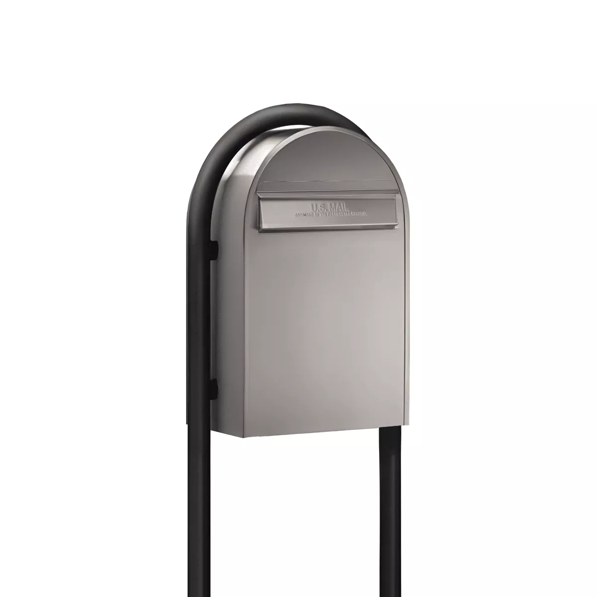 USPS Approved Bobi Classic B Rear Access Modern Locking Stainless Steel Mailbox and Round Black Post Combo Product Image